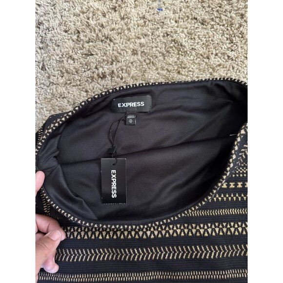 EXPRESS ZARA Sequin Tweed Mini Skirt Bodycon Partywear Stretch Career Sz XS READ - Picture 5 of 14